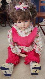 Doll In Pink Overalls - Arm Needs Reattaching