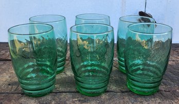 Set Of 6 Green Glasses