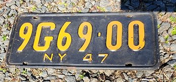 1947 License Plate - NY 9G69-00