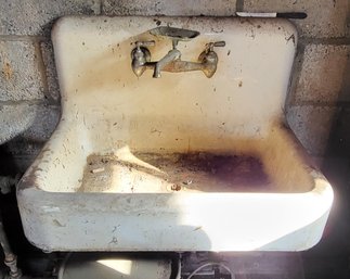 Old Enamel Sink - Will Be Disconnected For Pickup