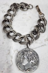 1940s - 7.5' Arethusa Water Nymph Greek Coin Bracelet