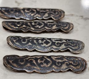 4 Antique Scarf Or Belt Slides - Marked AC