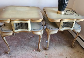 French Provincial End Tables - Little Doors With Mesh