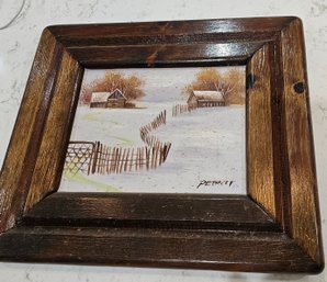 Oil Painting In Wood Frame - 16.5 X 14.5