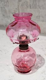 Mini 9' Cranberry Glass Oil Lamp
