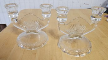 Pair Of Double Crystal Candlestick Holders