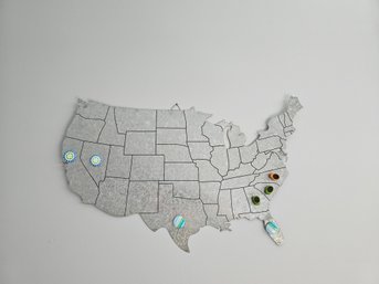 Galvanized Map Of U.S.  With Magnets 25 X 16