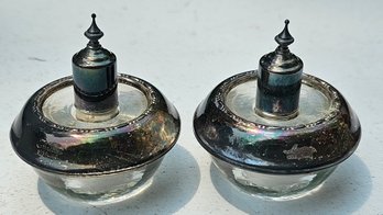 #50 - Amston Sterling & Glass Salt & Pepper