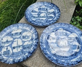 #258 - 3 Flow Blue Souvenir Plates