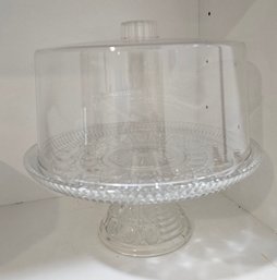 #91 - Glass Cake Dish / Plastic Cover