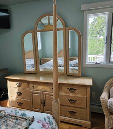 #108 - Bassett Triple Dresser With Mirror - Please Read