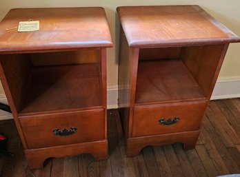 Pair Of Nathan Hale Solid Maple Nightstands