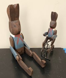 #87 - Wooden Jointed Bunnies