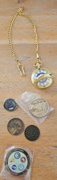 #161 - Commemorative Military Coins & Pocket Watch