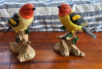 #1 - Pair Of Bisque Bird Statues