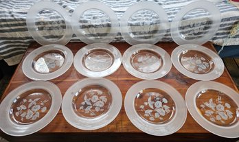 #10 - 12 Avon French Crystal Hummingbird Plates