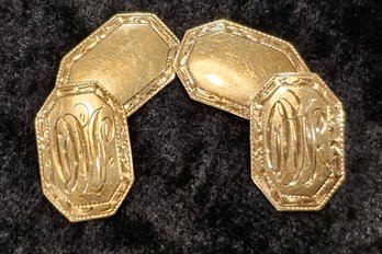 14k Gold Cufflinks- Initials OW Or WO - 5.6gr