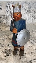 #C - 1960s 5' Tall Carved Wooden Danish Viking Warrior