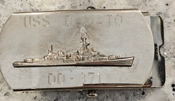 #J - USS Damato Navy Destroyer Belt Buckle DD-871