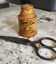 #10 - Antique German Wooden Needle Case & Scissors