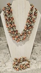 #184 - 30' Shell Tri Strand Necklace & 9' Bracelet - V