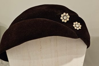 #190 - Vintage Brown Velour Hat - V