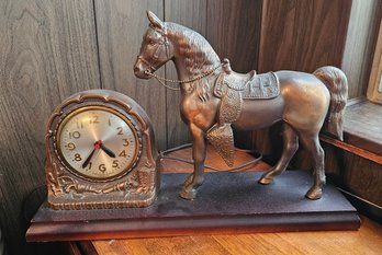#1 - Antique Metal Sessions Horse Clock