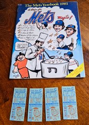 #20 - 1981 Mets Yearbook And 4 Ticket Stubs