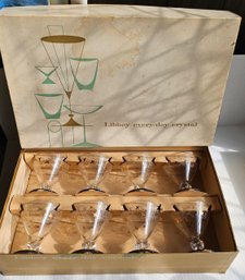 #65 - Amazing Find - 1950s Libbey Gold Lily / Royal Fern Glasses In Original Box