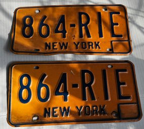 #73 - Pair Of NY License Plates- 864 RIE