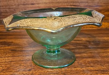 #148 - Green Depression Glass Candy Dish
