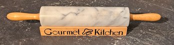 #50 - Gourmet Kitchen Marble Rolling Pin In Cradle