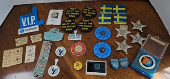 #53 - Pins. Buttons And Tickets From The 64 World's Fair- Includes Neutron Irradiated Dimes - Yay!
