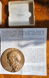 #66 - Bronze Centennial Medallion Of The Purchase Of Alaska From Russia By William Seward