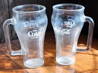 #84 - 2 Handled Coca Cola Glasses