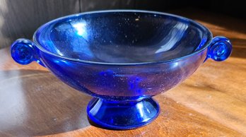 #103 - L E Smith Cobalt Blue Footed Compote