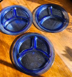 #105 - L E Smith Cobalt Blue Chop Plates Please Read