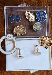 #18 - Vintage Girlscout Pins & Earrings