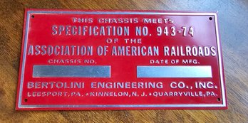#78 - Association Of American Railroads Metal Plate