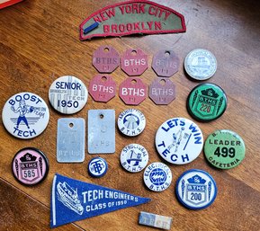 #86 - 1950s Brooklyn Technical High School Buttons, Tokens, Badges, Pins