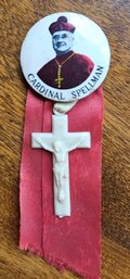 #88 - Cardinal Spellman Button/pin And Ribbon