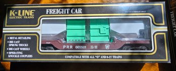 #118 - K Line PRR Classic Depressed Center Flat Car With 2 Transformers K-66501