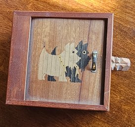#186 - Adorable Marquetry Scottie Cigarette Dispensing Box
