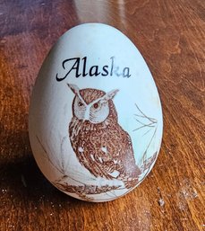#198 - Owl Painting On Ceramic Egg