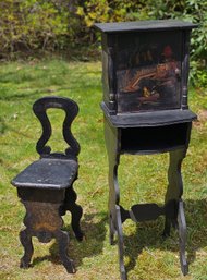 Antique Phone Table And Chair