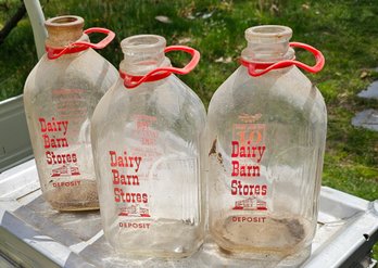 #114 - 3 Vintage  Dairy Barn Bottles