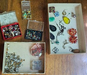 #347 - Collection Of Broken Jewelry & Stones/beads
