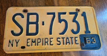 #368 - 1963 NY License Plate SB-7531