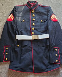 #72 - Marine Dress Blues Jacket & Belt Size 44L