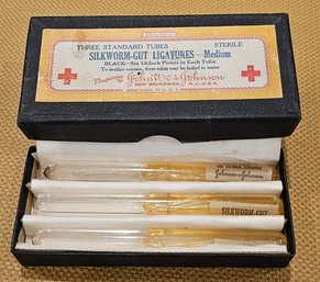 Antique Johnson & Johnson Silkworm Gut Ligatures - Medium - Full Tubes